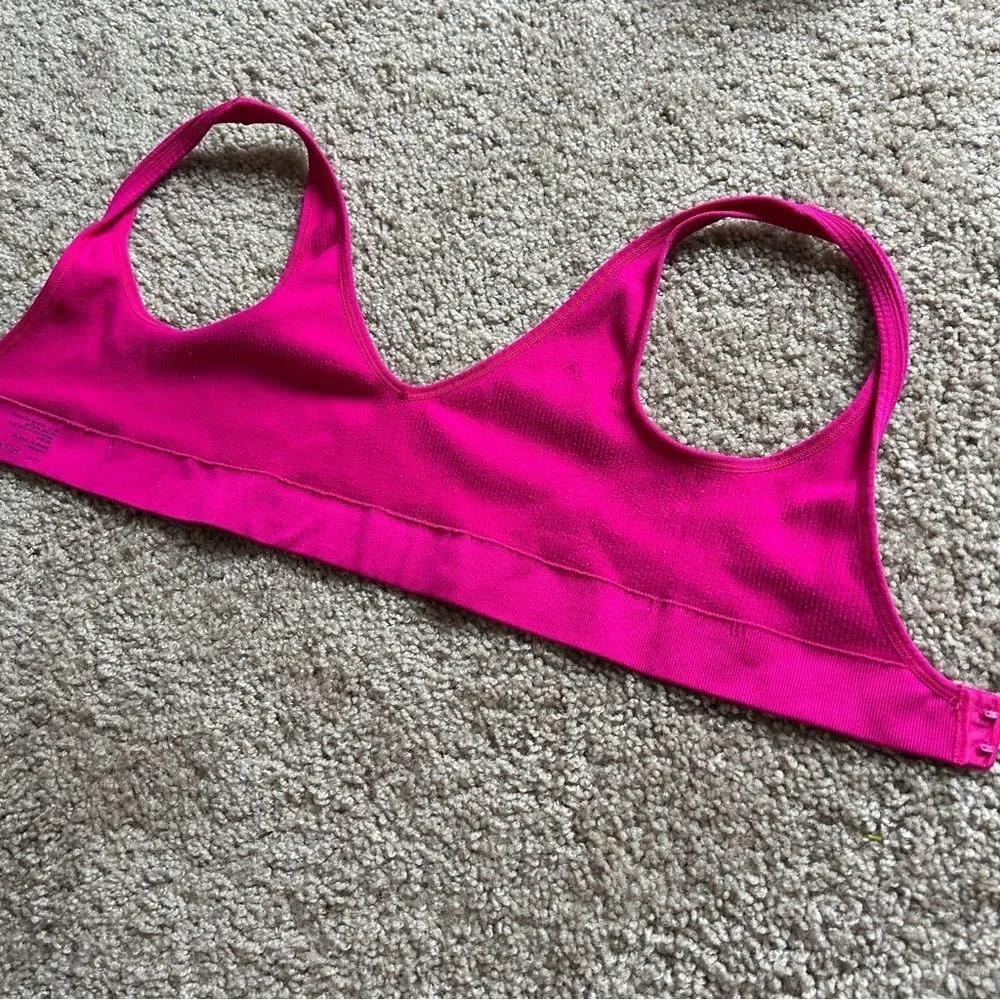 Bonds Originals Womens Deep V Pink Racerback Retro Rib Sports Bra Size Medium